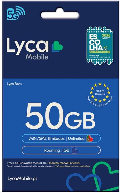 CARTÃO LYCAMOBILE BOSS 50GB
