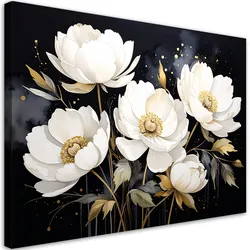 BILD auf Leinwand, Weiße Pfingstrosen Blumen Pflanzen Natur