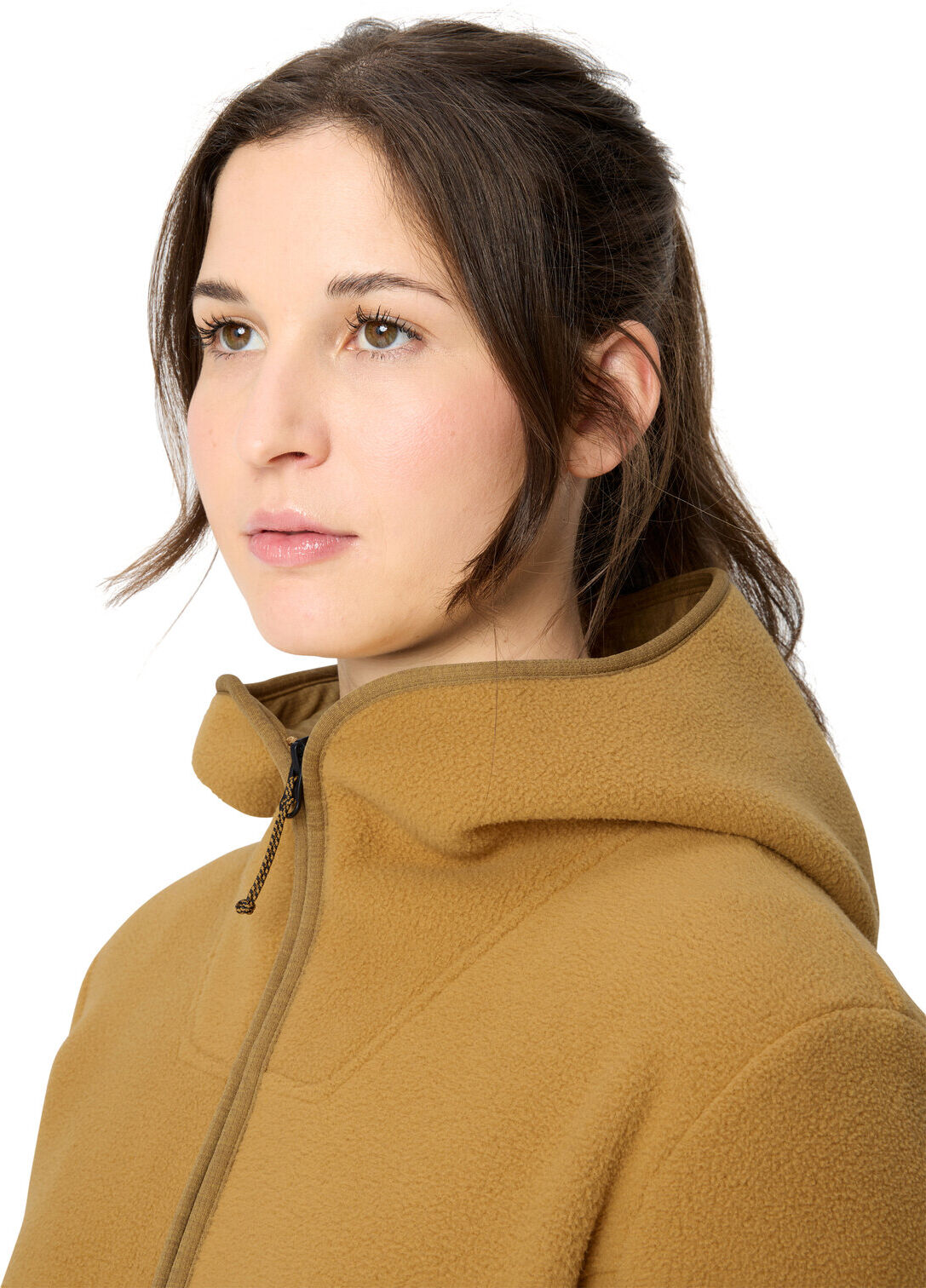 Fleecepullover VAUDE "WOMEN'S NEYLAND FLEECE HOODY II", Damen, Gr. 44, braun (peanut butte), Obermaterial: 100% Polyester. Futter: 100% Polyester, Sweatshirts Fleecepullover peanut butte 44