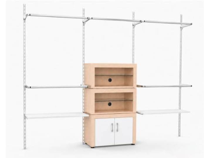 Aigentlich Wandschienensystem Set New York+Böden Begehbarer Kleiderschrank (Weiß, Chrom)