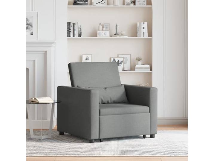 HEFZGDB 3-in-1 Einzelsofabett umwandelbar Dunkelgrau Stoff ergonomischer Sessel mit 4 Rollen Boxkissen und Armlehnen für Wohnzimmer Leseecke kompakt und flexibel