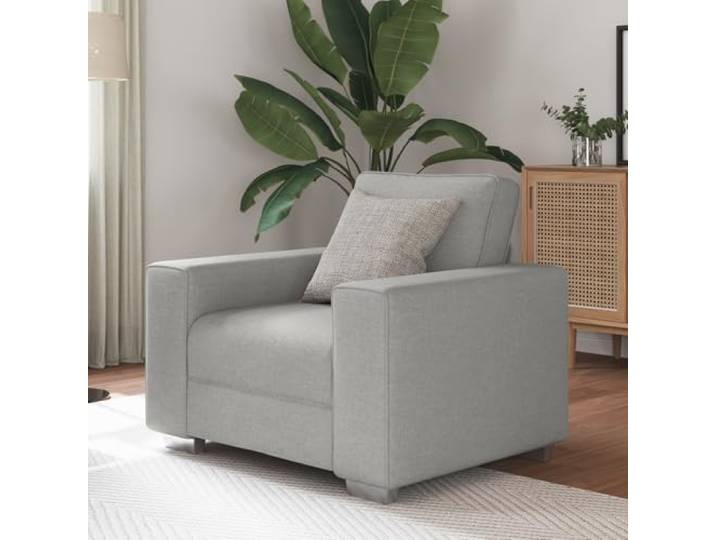 HEFZGDB Wolkengrauer Sessel 59 cm Stoff Moderner Komfort Sitzmöbel Ergonomisches Design Weiche Baumwolloberfläche Stabile Holzbeine Kompakt für kleine Räume Entspannung Lesen TV