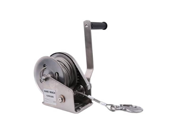 1200LBS 304 Edelstahl selbstsichernde Winde 10 m Drahtseil/Haken Zwei-Wege-Bremse
