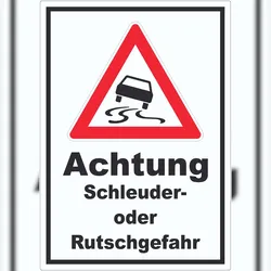 HB-Druck Aufkleber Achtung Schleuder- oder Rutschgefahr A8 (52x74mm)