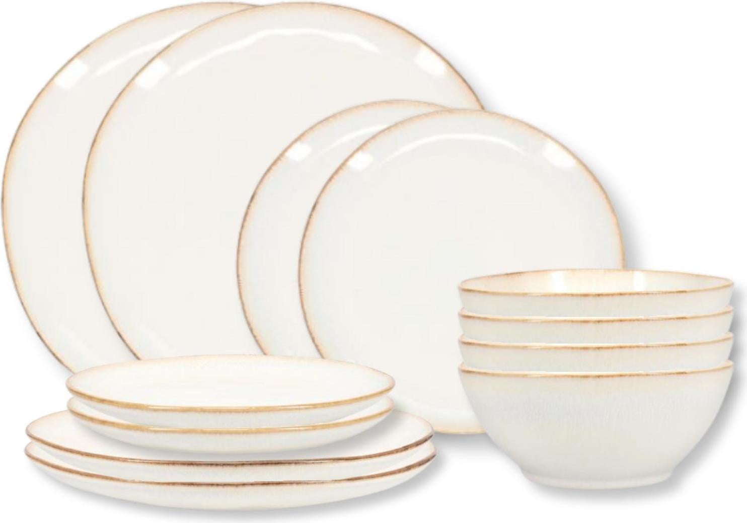 Salt & Pepper Serviesset Artisan Wit 12-delig voor 4 personen met 4 dinerborden, 4 ontbijtborden en 4 kommen