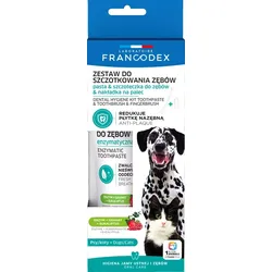 FRANCODEX Zahnreinigungsset mit Enzympaste für Hunde und Katzen 70g