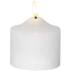 LED Kerze Flamme Echtwachs warmweiße 3D Flamme H: 9,5cm Batterie Timer weiß