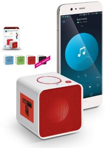 Enceinte bluetooth cube personnalisable blanche et rouge ABS rouge