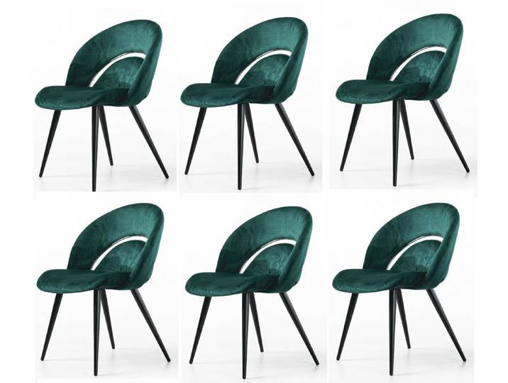 Xlmoebel Sitzgruppe Edel Prunkvolles Esszimmerstühle 6er Set Grün Seidiger Samt Ovalbogen, (6-tlg., 6-tlg)