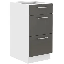 Unterschrank 40 Lara Grau Hochglanz Küchenzeile Küchenblock Küche Soft-Close