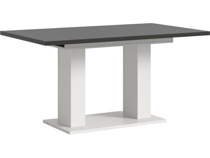 Esstisch HOME AFFAIRE Motus, ausziehbar 150 -190 cm, inklusive 40 cm Einlegeplatte , schwarz-weiss (weiß, grau nachbildung, weiß nachbildung, grau nachbildung), B:150cm H:76cm T:90cm, Tische, Esstisch, Doppelsäulengestell mit Bodenplatte, Tisch, Esstisch, Küche