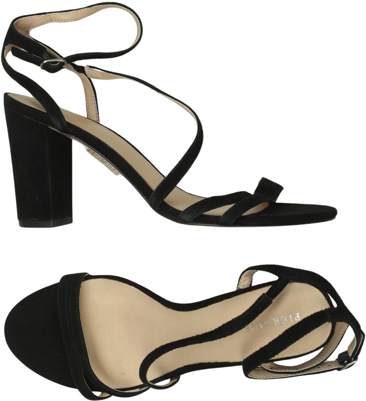 pier one Damen Sandalen, Schwarz, Gr. EU 38, Leder - Second Hand