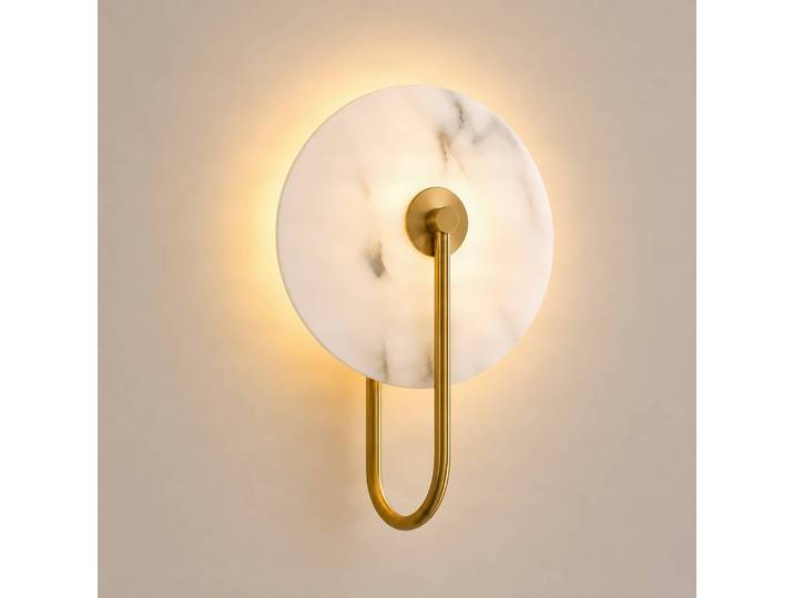 Wandleuchte Ruma Lucande, dimmbar, messing / gold, für Wohn- / Esszimmer, Gips / Ton, Design