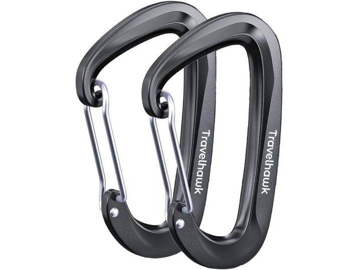Travelhawk Karabijnhaak - Musketonhaak met Veerclip - Aluminium - Zwart