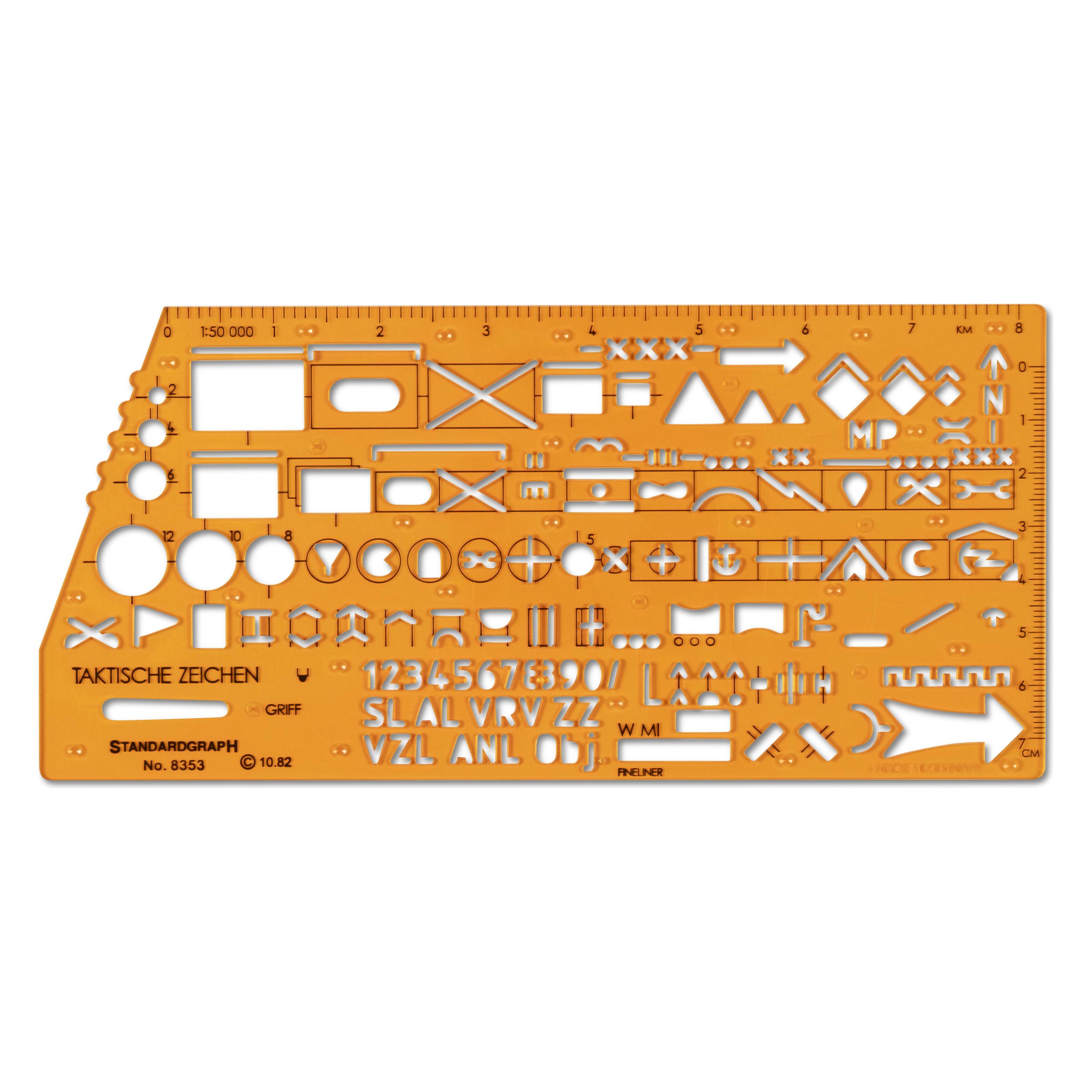 Standardgraph Zeichenschablone Taktische Zeichen NATO 8353 orange (19 cm, Kunststoff) (8353)