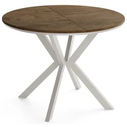 ESSTISCH Valeo Neo – Rund, Ausziehbar Und Mit Ring – Kaschmirfarbene Metallbeine – Moderner Stil – Lefkas Eiche 90-130/90/76 cm