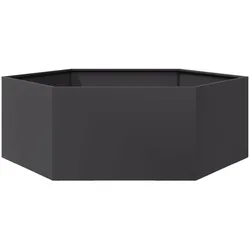 Helloshop26 - Sechseckiger Pflanzkasten/Hochbeet für Pflanzen Blumen Terrasse oder Garten 138 x 120 x 45 cm schwarzer Stahl 02_0038638