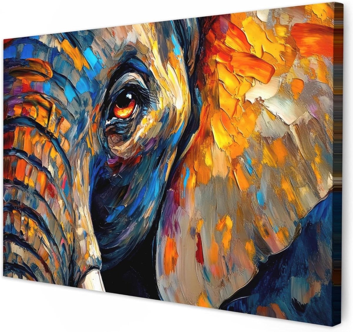 Canvas Schilderij Olifant met Houten Frame - 30 x 20 cm