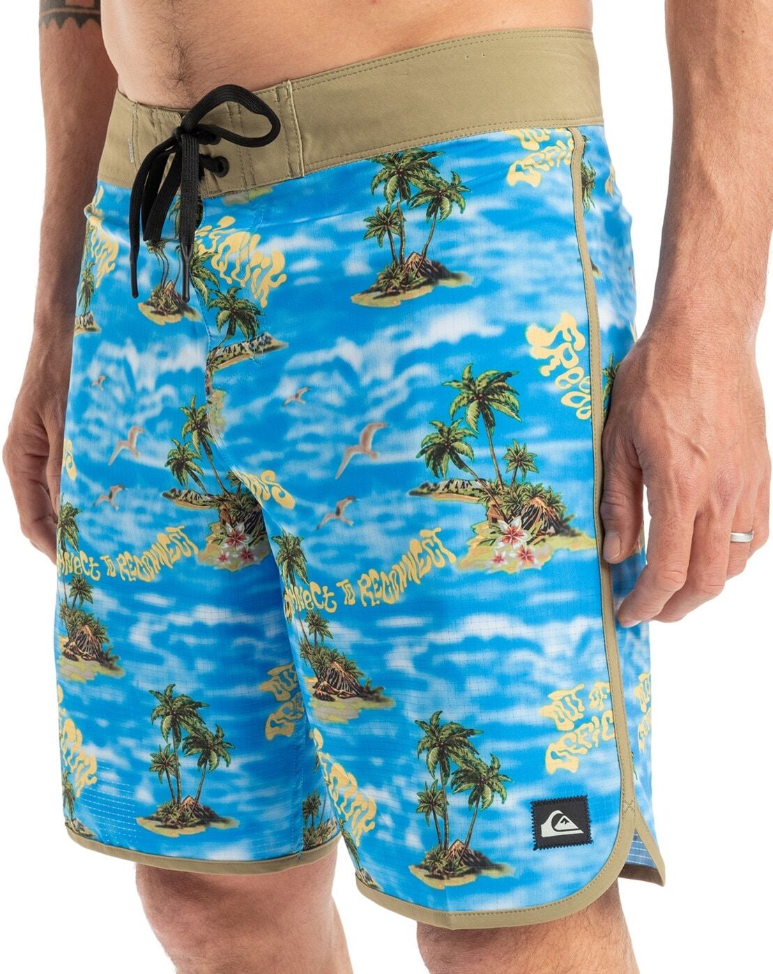Boardshorts QUIKSILVER "Highline Scallop 19", Herren, Gr. 30S, Normalgrössen, blau (coronet blau naturama), Obermaterial: 88% Polyester, 12% Elasthan., Hosen Boardshorts coronet blau naturama 30S, Normalgrössen