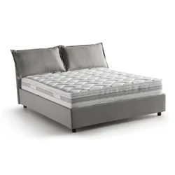 Arden - Französisches Bett, Grau, Inklusive Matratze Made in Italy