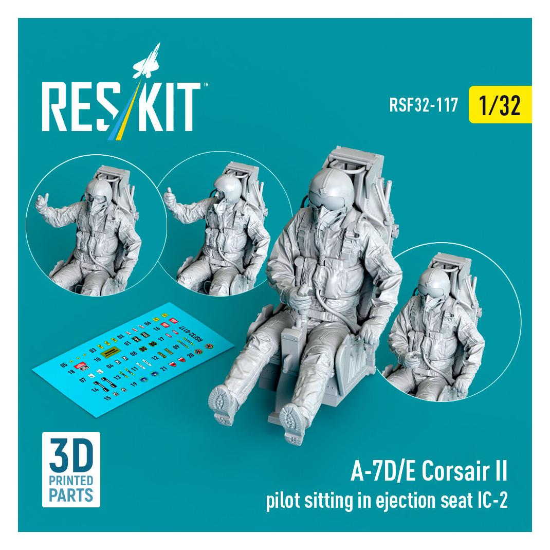 ResKit A-7D/E Corsair II pilot sitting in ejection seat IC-2 (3D Printed) (RSF32-0117)