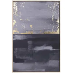 Bild Wall aus Leinwand und MDF-Holz, modern, Grau Gold im Hochformat, 60x90 cm