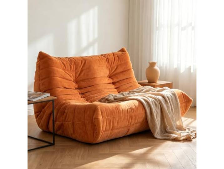 Togo-Kaminstuhl, Doppel-Lazy-Bodensofa, Gemütliche Sitzsack-Lounge-Couch Akzentstuhl Aus Boneless-Schaumstoff, Ergonomischer Bodensessel Für Das Wohnzimmer, Leseecke
