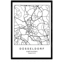 POSTER Düsseldorf Minimalistische Stadtplanen A4 Rahmenlos