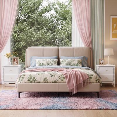 eclife Vintage 2 Drawer Nightstand Roman Column Legs Metal Sliders Cabinet