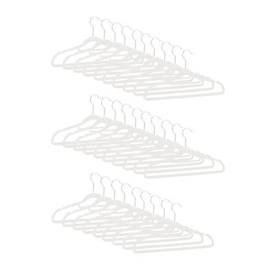 Relaxdays XXL Kleiderbügel Set, Samtbügel mit Hosenstange, Krawattenhalter, rutschfest, drehbar, großes 30er Pack, weiß