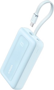 Anker Zolo Power Bank (10K, 30W) with a 5.4-inch (13.7 cm) built-in USB-C cable.