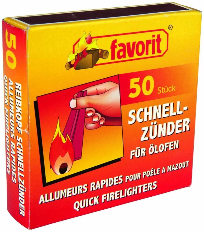 Favorit Ölofenschnellanzünder mit Reibekopf 50 Stück