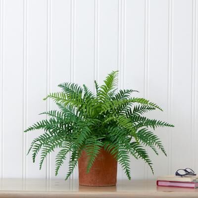 Nearly Natural "22"" Artificial Fern Plant in Decorative Planter"