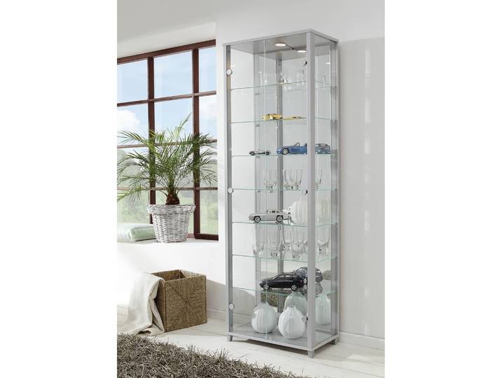 Vitrinenschrank Exhibit IV 58 x 172 x 33cm Grau/Silber