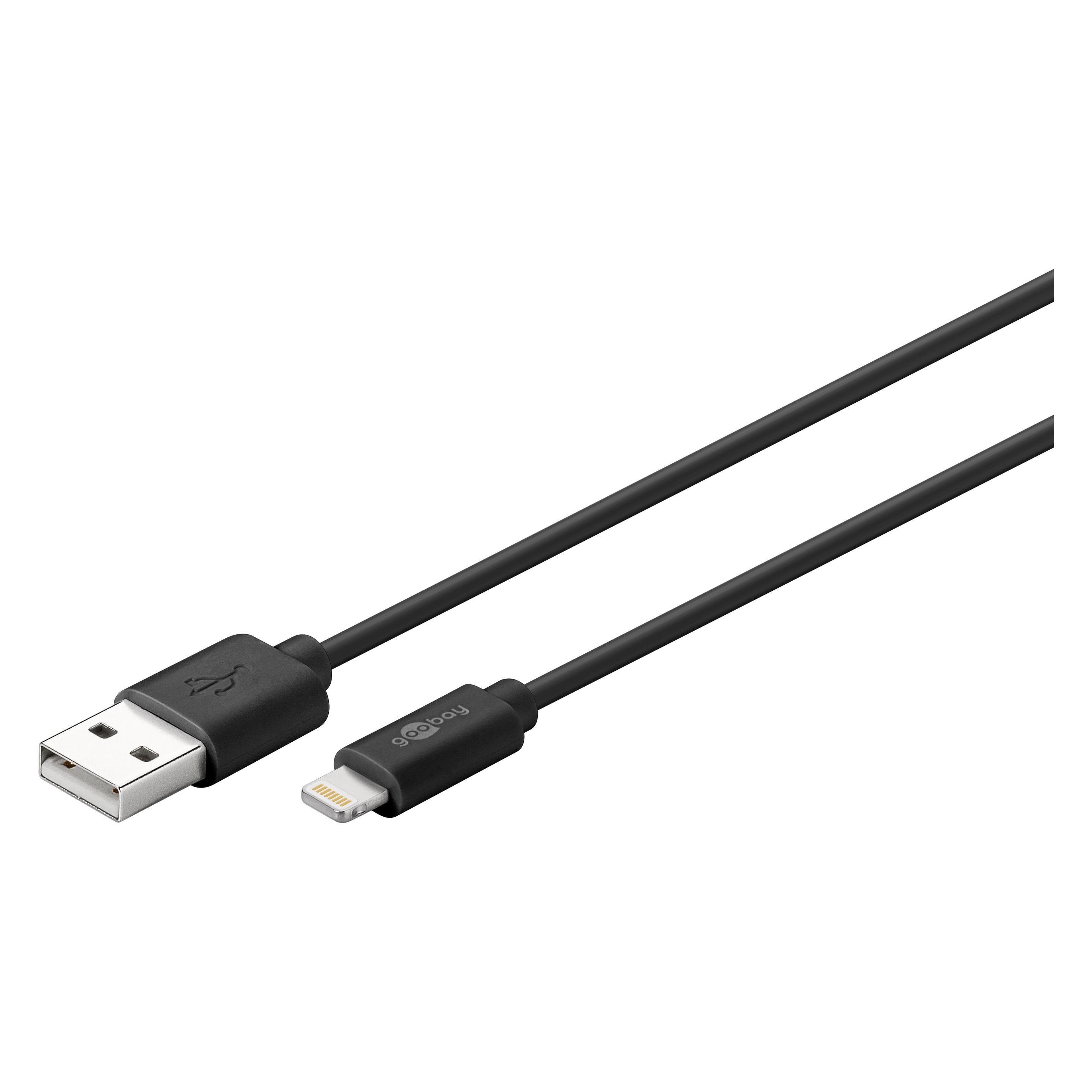 Goobay USB Lade- und Synchronisationskabel, Schwarz, 2 m (2 m, USB 2.0) (43922)