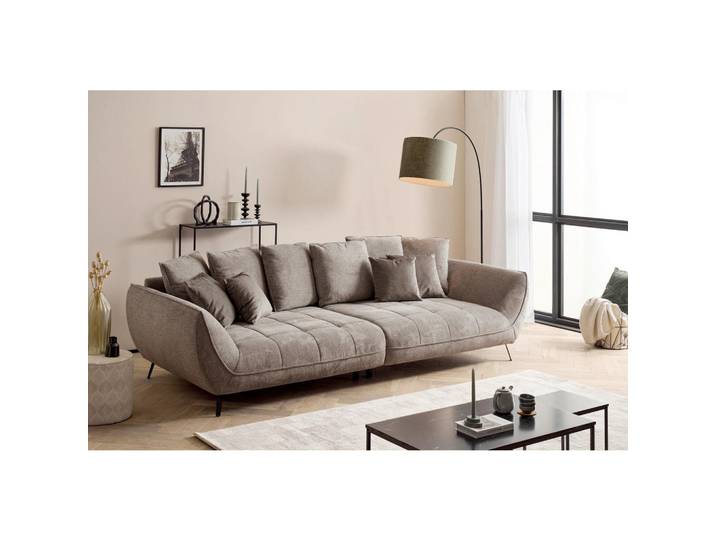 Mid.you Bigsofa Triton, Taupe, Metall, 4-Sitzer, Füllung: Silikon, Schaumstoffflocken,Silikon,Silikon, 311x95x130 cm, Made in EU, Rücken echt, Wohnzimmer, Sofas & Couches, Sofas, Bigsofas