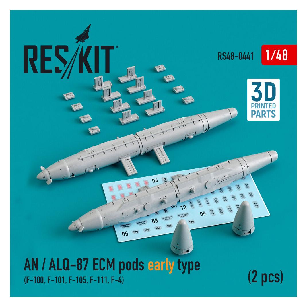 ResKit AN / ALQ-87 ECM pods early type (2 pcs) (F-100, F-101, F-105, F-111, F-4) (3D Printed) (RS48-0441)