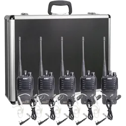 Alinco Team-Set DJ-PAX-4 + KEP-24-VK 150097 PMR-Handfunkgerät 5er Set (5 km), Walkie Talkie, Schwarz