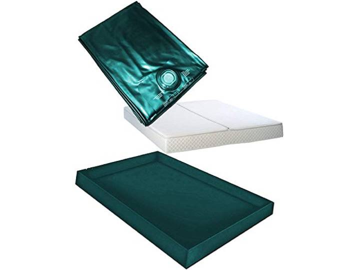 Hardside Wasserbetten Wasserkern Wasserbettmatratze Wasserbett Matratze Mono UNO + Sicherheitswanne Auslaufwanne Wanne Standup Liner + Bezug Auflage Rundumbezug (180 x 200 cm F0)