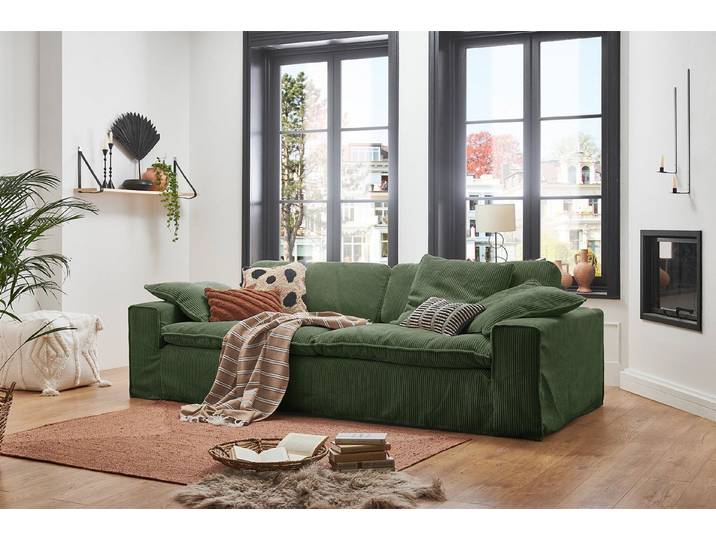 KAWOLA Sofa NETTA, Sofa Couch Cord Bezug abziehbar, verschiedene Breiten und Farben