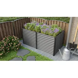 Vitavia Hochbeet Meta 96 x 188 cm rechteckig - 950/1300 l 86 cm Granitgrau mit schwarzen Profilen