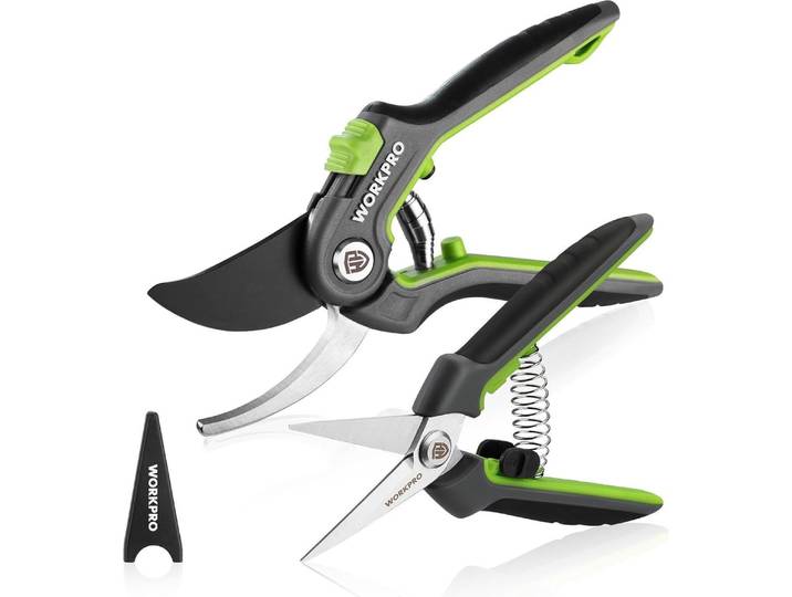 WORKPRO Gartenschere Set 2-tlg Astschere Ernteschere 210mm 160mm SK5 Blumenschere Baumschere