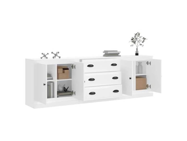 KTHLBRH Sideboards 3 Stück weiß Holz mehrschichtig 210 cm Großer Stauraum, Ausstellungsfläche, robust und stabil, für Wohnzimmer