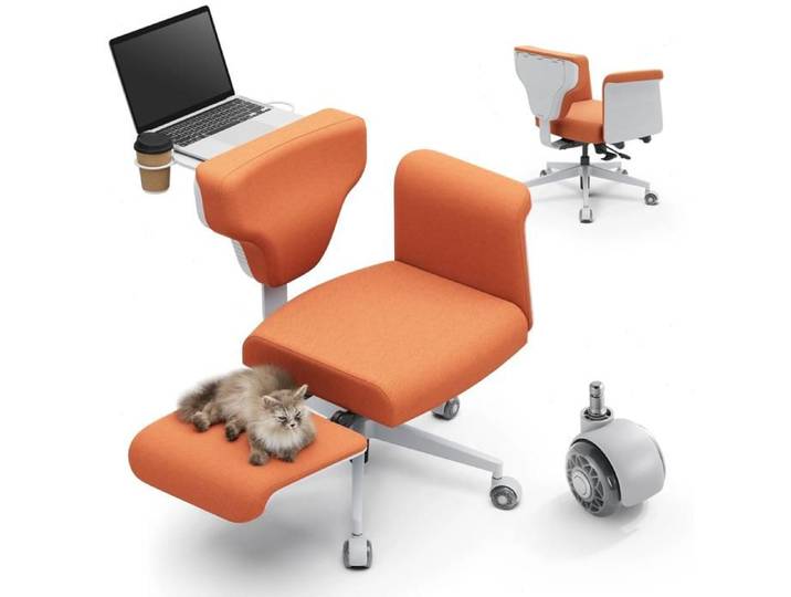 Chaise multi-positions - NEWTRAL - Freedom-X-PRO - Accoudoirs - Orange - Largeur 46 cm