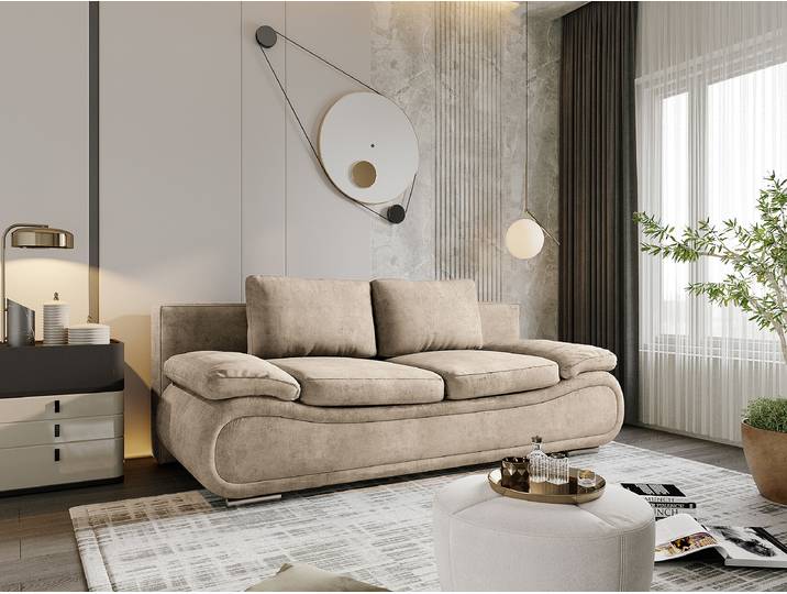 Schlafsofa Grau/Lichtgrau Webstoff 200 x 78 x 90cm mit Schlaffunktion Modern