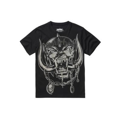 T-Shirt BRANDIT "Brandit Herren Motörhead T-Shirt Warpig Print", Herren, Gr. M, schwarz, 100% Baumwolle, bedruckt, slim fit, Rundhals, Shirts T-Shirt