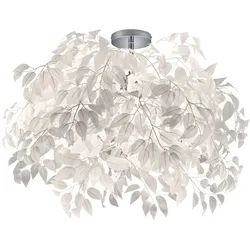 Deckenleuchte Wohnzimmerlampe Deckenlampe Schlafzimmerleuchte im Blüten Design, Metall Kunststoff Chrom weiß, 3x E14, DxH 70x73 cm