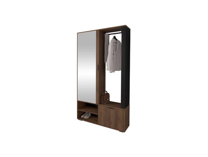 Mirjan24 Garderobe Milo, Nussbaumfarben, Kunststoff, Rechteckig, 100x190x33 cm, Garderobe, Garderoben-Sets & Garderoben-Serien, Garderoben-Sets