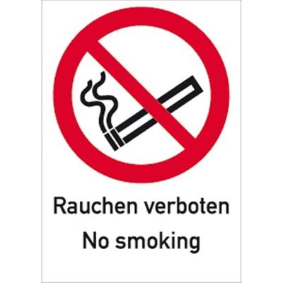 Aufkleber Rauchen verboten No smoking ISO 7010, Kombischild, Folie, 210x297 mm