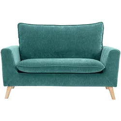 Skandinavisches Sofa 2-Sitzer mit Samteffekt in Blaugrün JONAS